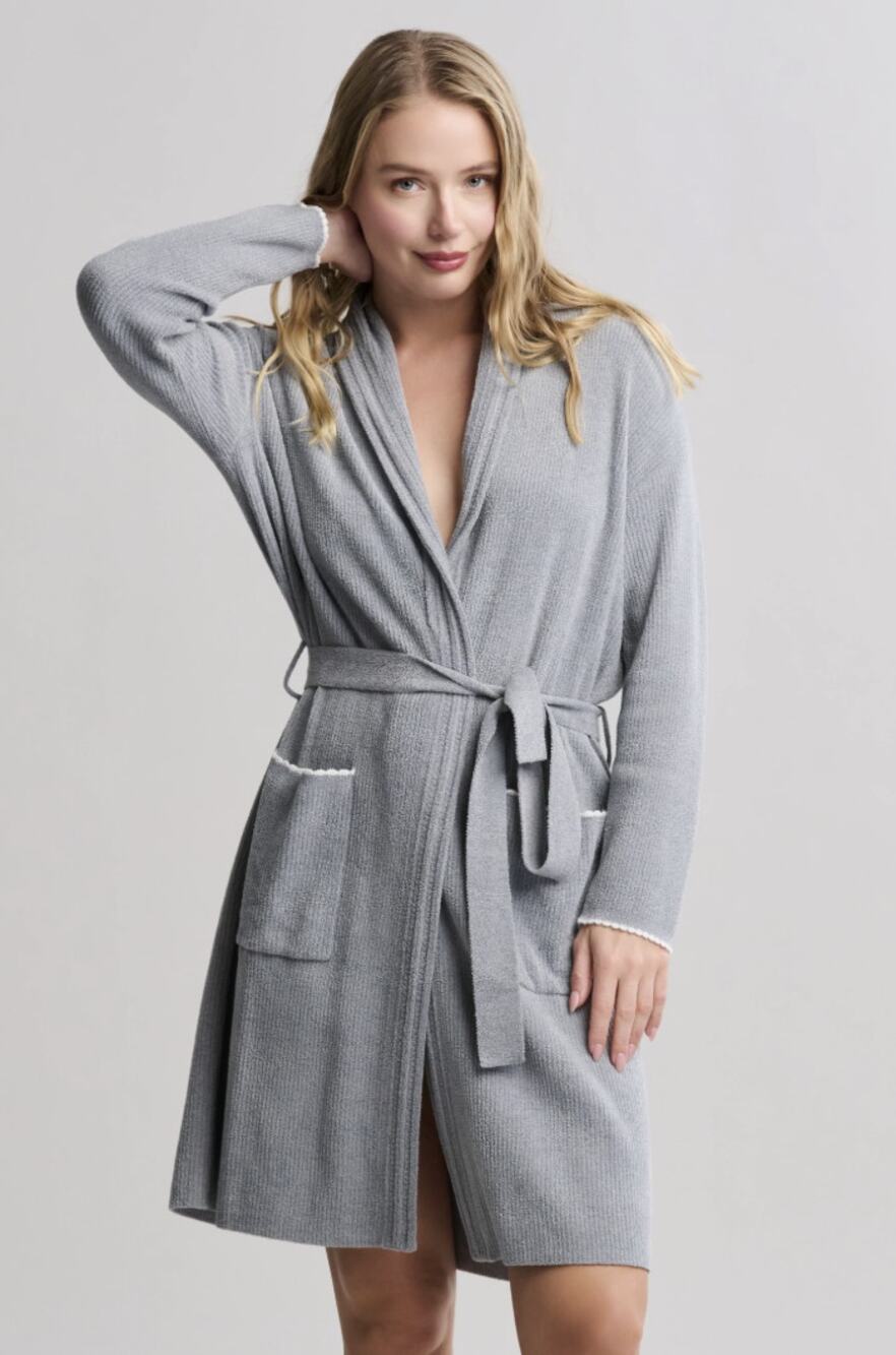 Barefoot Dreams Women's L/XL CozyChic Ultra Lite Contrast Scallop Robe U8-1